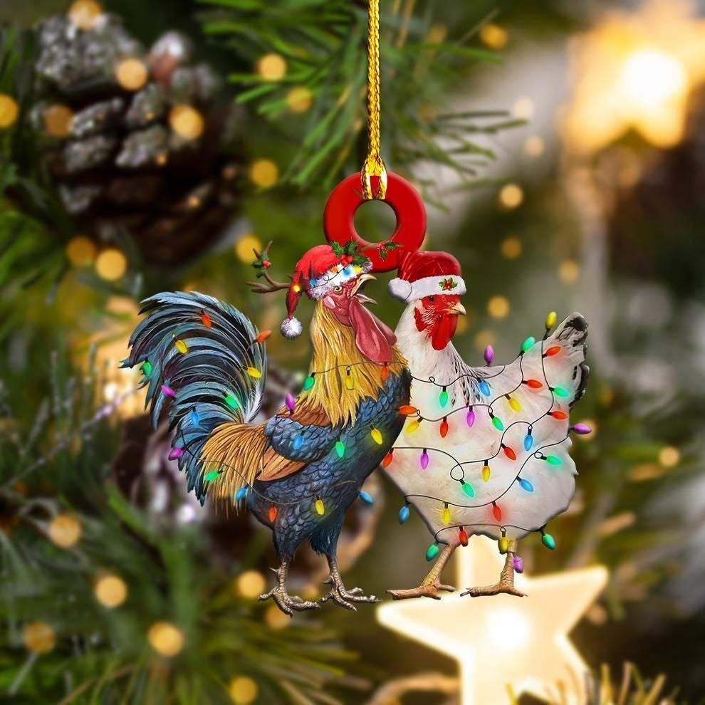 Chickens Light Christmas Shape Ornament, Happy Christmas Ornament, Christmas Gift, Christmas Decoration