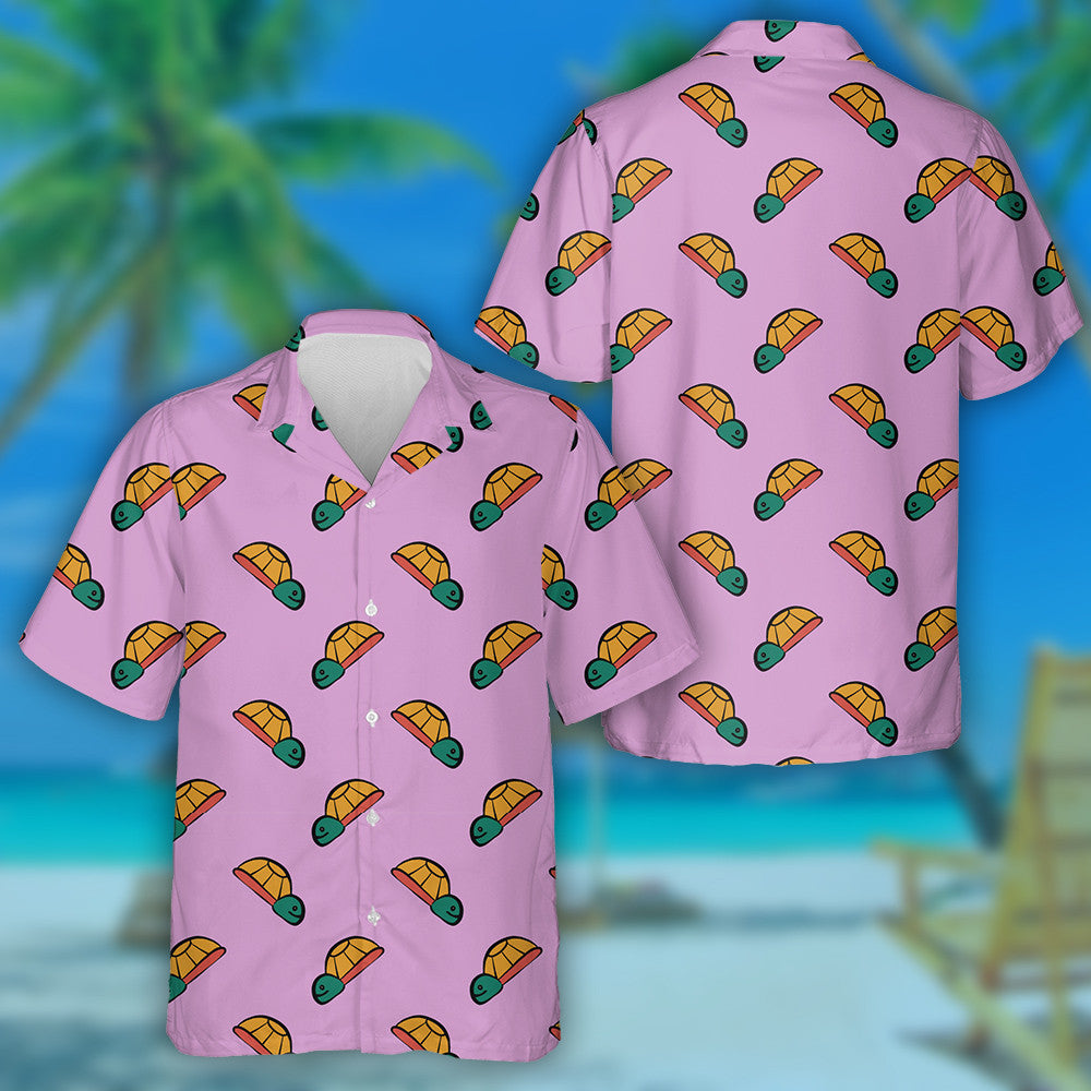 Baby Turtle Green Head On Pink Background Hawaiian Shirt, Hawaiian Shirt Gift, Christmas Gift