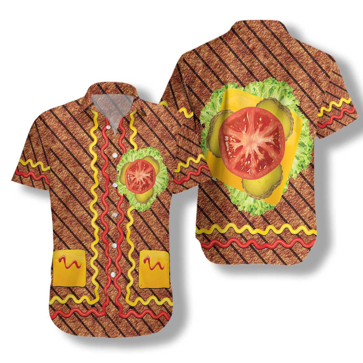 Halloween Burger Costume Shirt Hawaiian Shirt, Hawaiian For Gift