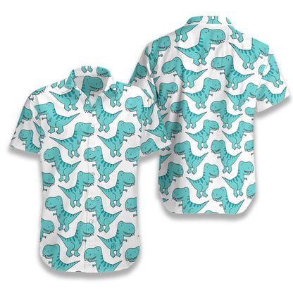 Cute Dino Blue Mint Design Hawaiian Shirt,Hawaiian Shirt Gift, Christmas Gift