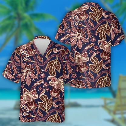Ethnic Pattern With Indian Ornament Amazing Flower Branches Hawaiian Shirt, Hawaiian Shirt Gift, Christmas Gift