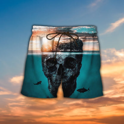 Sunset Skull Deep Crazy Ornamental Hawaiian Shirts, Hawaiian Shirt Gift, Christmas Gift