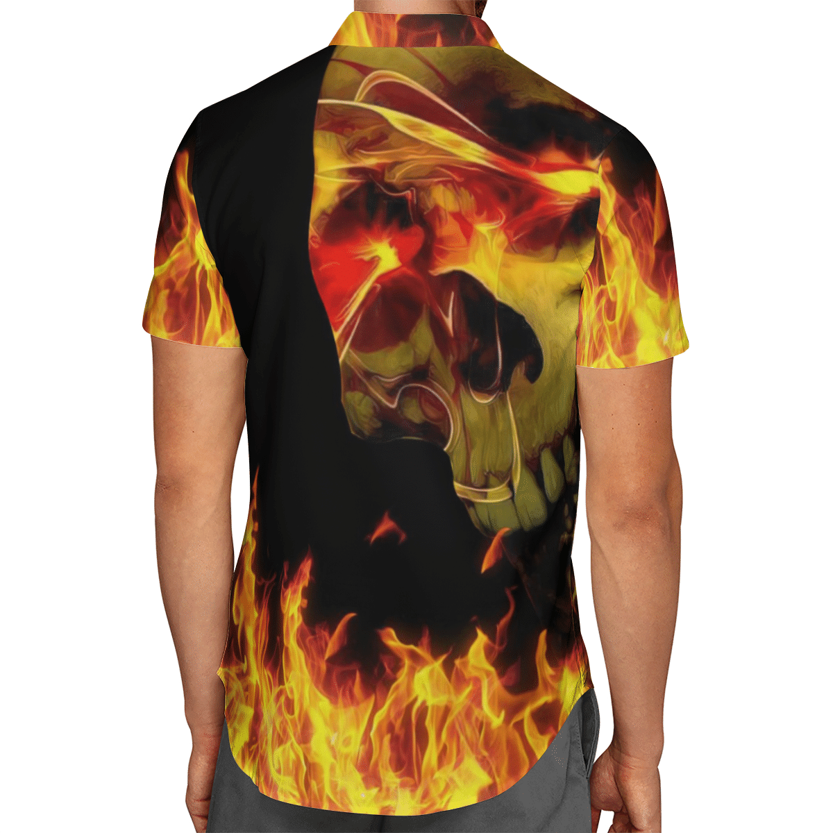CBiker Skull in Fire Hawaiian Shirt, Hawaiian Shirt Gift, Christmas Gift