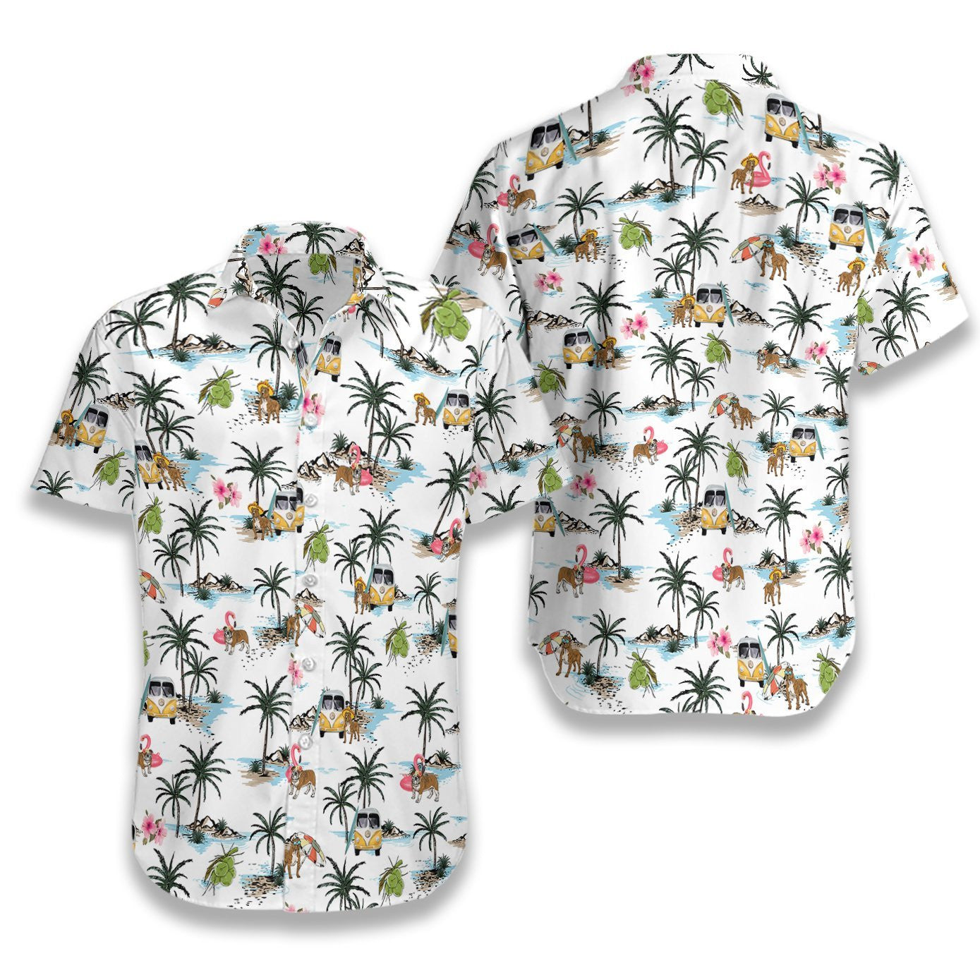Pitbull On White Skin Pattern Hawaiian Shirt, Hawaiian Shirt Gift, Christmas Gift
