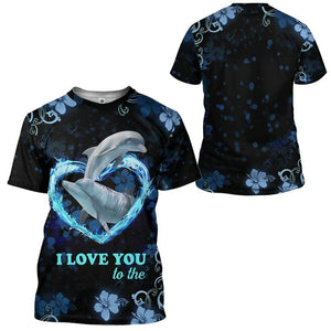 3D I Love You Couple Dolphin Tshirt Hoodie Apparel