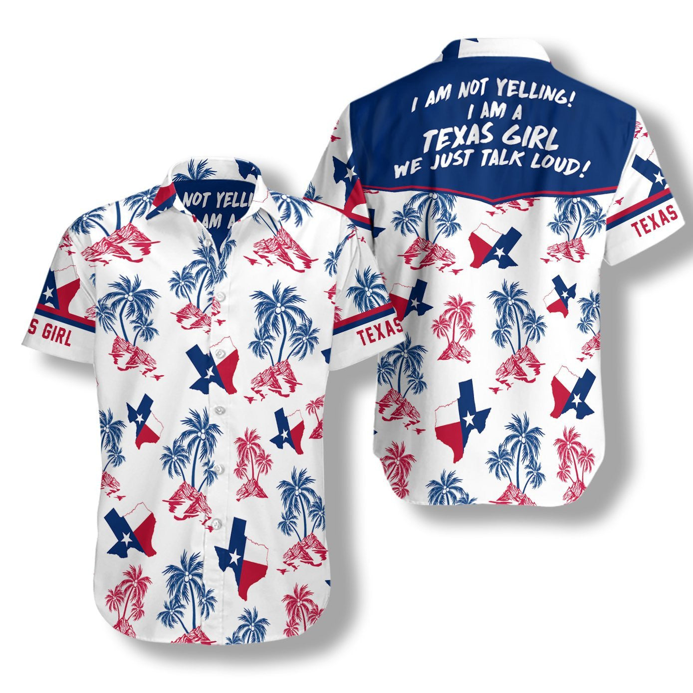 Awesome Texas Flag And Palm Tree Pattern Design Hawaiian Shirt, Hawaiian Shirt Gift, Christmas Gift