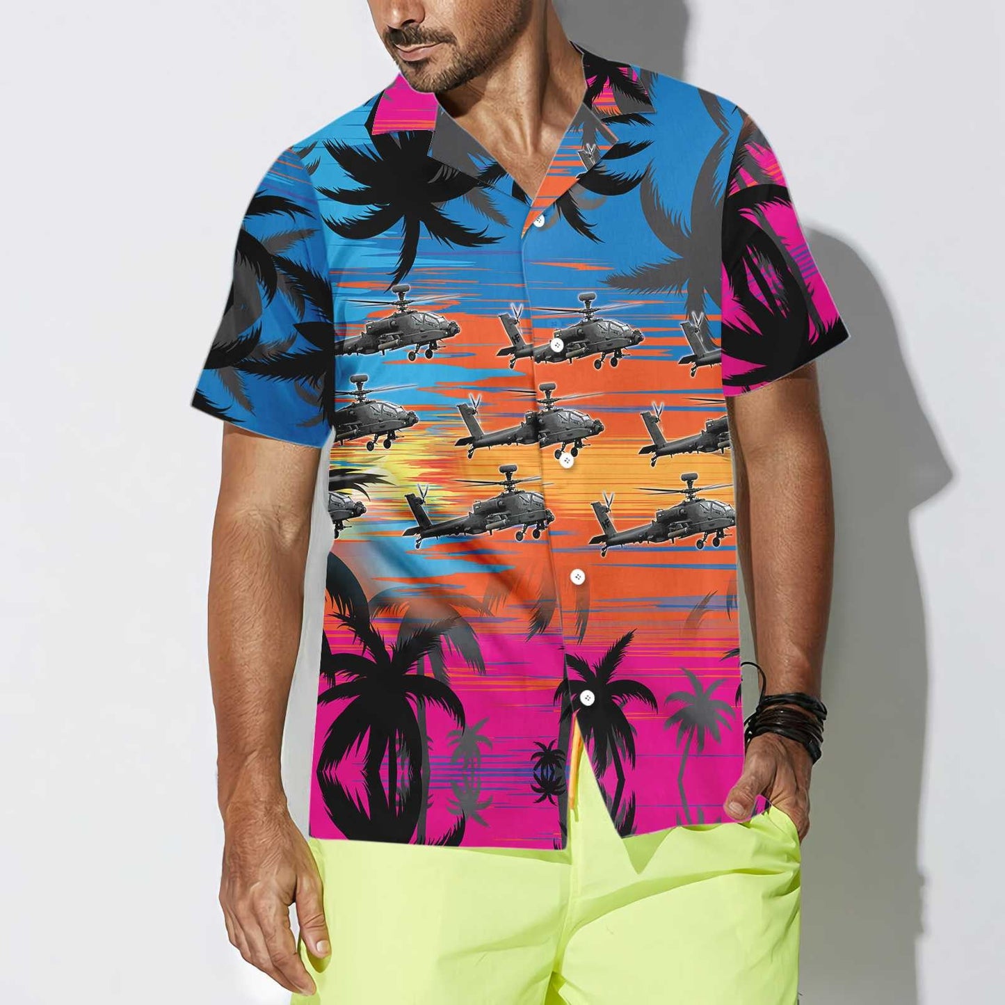 Great Helicopter Flies Dawn Sky Hawaiian Shirt,Hawaiian Shirt Gift, Christmas Gift