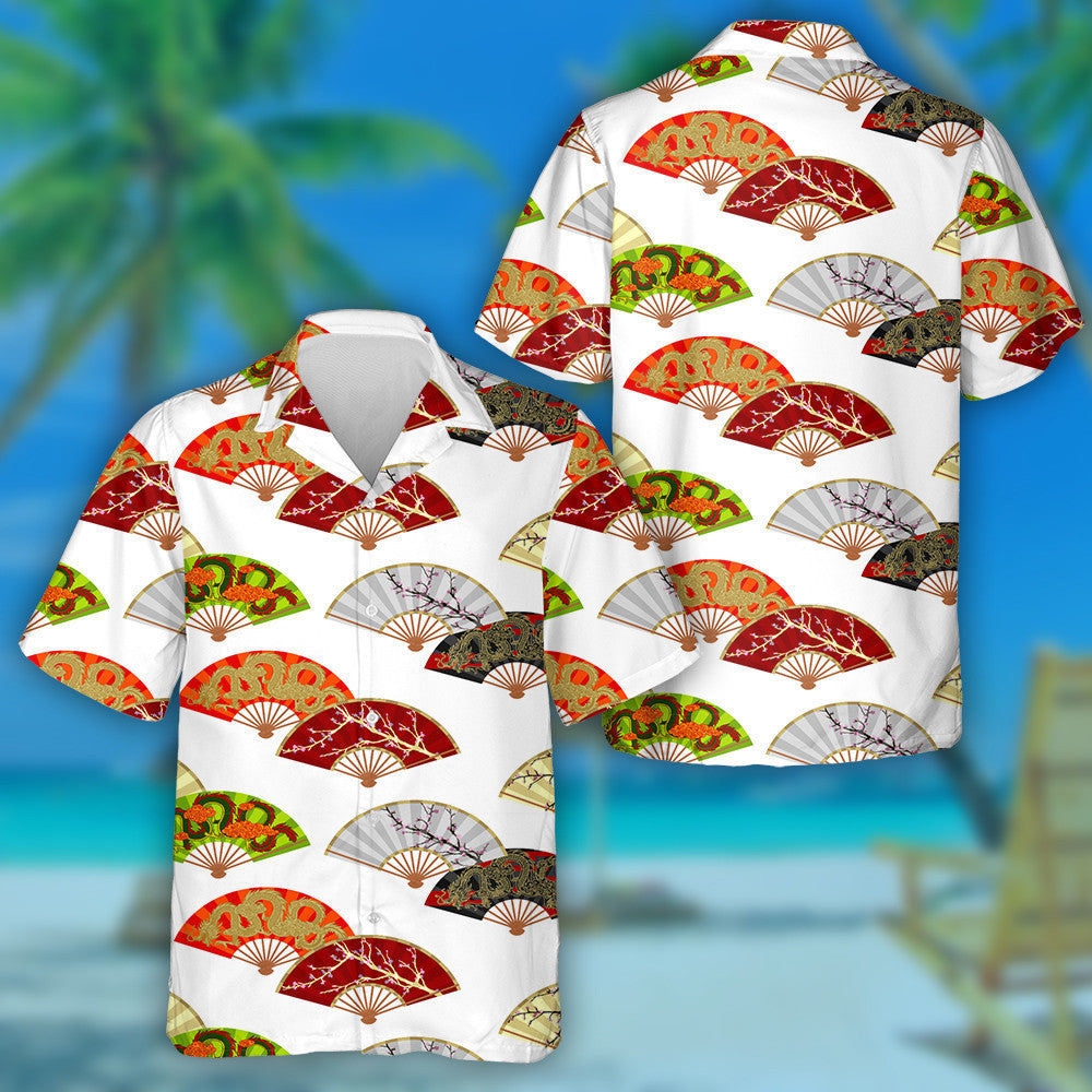 Japan Fans With Flying Dragon And Blooming Cherry Hawaiian Shirt, Hawaiian Shirt Gift, Christmas Gift