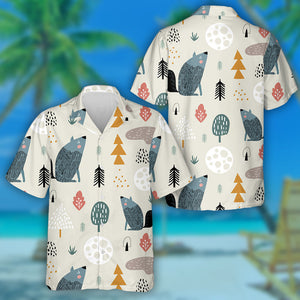 Woodland Wolf Moon And Hand Drawn Elements Hawaiian Shirt, Hawaiian Shirt Gift, Christmas Gift