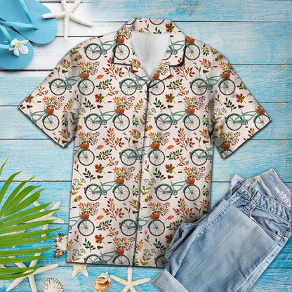 Hawaiian Shirt Autumn Bike With Bouquet In Basket, Hawaiian For Gift