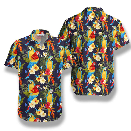 Bright Flower And Parrot Hawaiian Shirt, Hawaiian For Gift