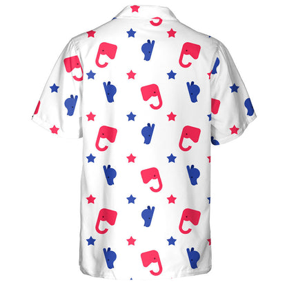 Democrat And Republican Background Elephant And Donkey Pattern Hawaiian Shirt, Hawaiian Shirt Gift, Christmas Gift