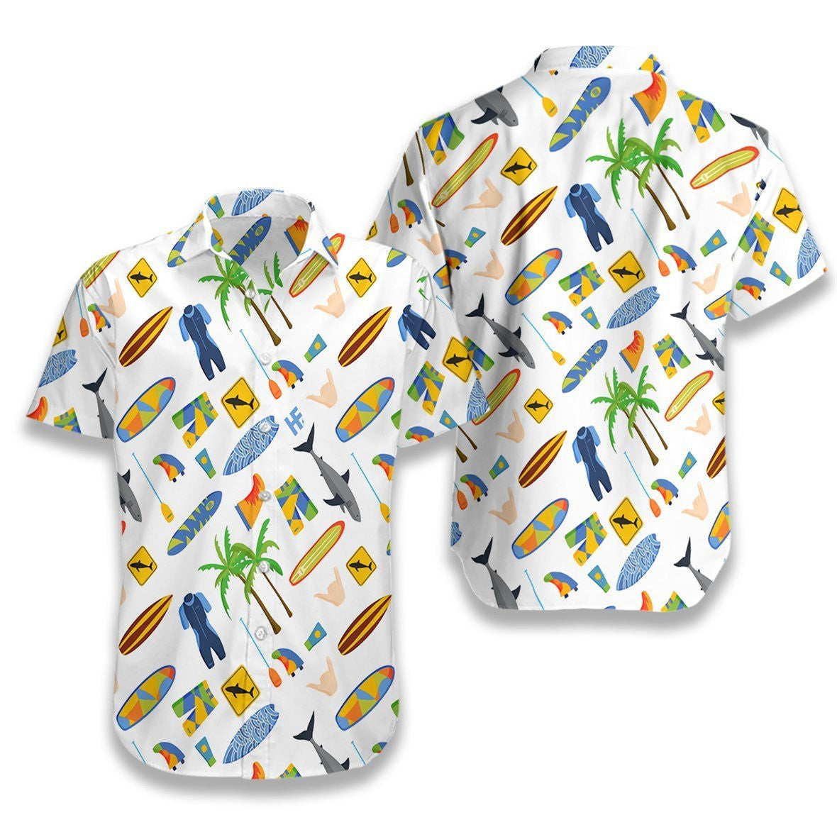 Surfing On White Background Pattern Hawaiian Shirt, Hawaiian Shirt Gift, Christmas Gift
