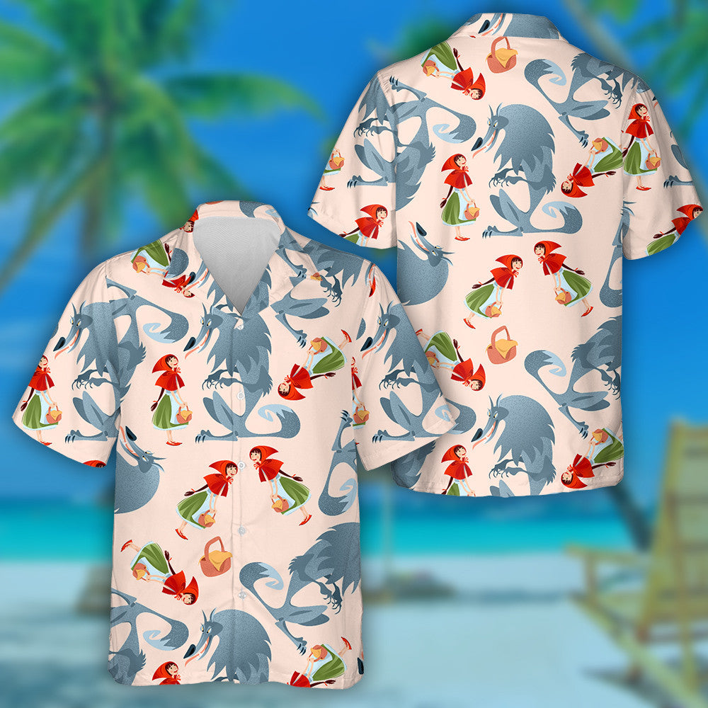 Little Red Riding Hood And Big Bad Wolf Hawaiian Shirt, Hawaiian Shirt Gift, Christmas Gift