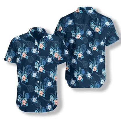 Tropical Tennis 3 On Blue Background Design Hawaiian Shirt, Hawaiian Shirt Gift, Christmas Gift
