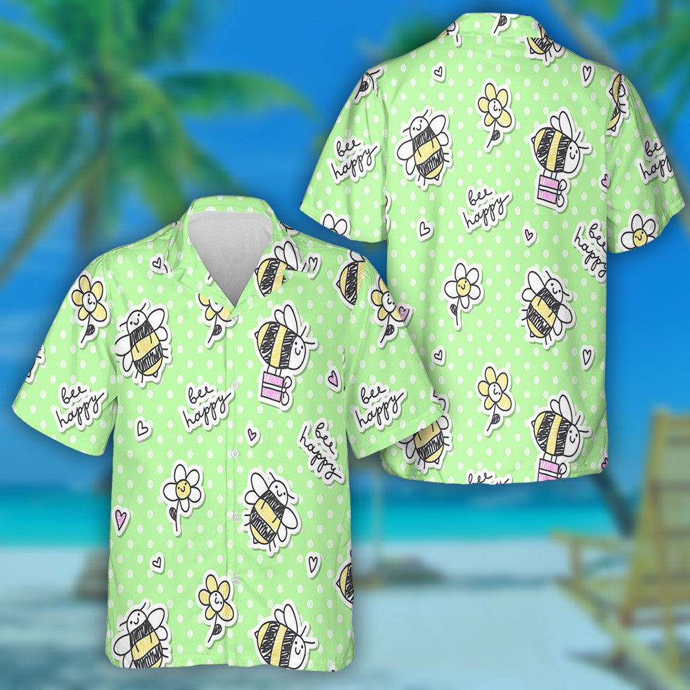 Bee Happy Of Bees Gift Boxes And Flowers Hawaiian Shirt, Hawaiian Shirt Gift, Christmas Gift