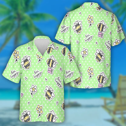 Bee Happy Of Bees Gift Boxes And Flowers Hawaiian Shirt, Hawaiian Shirt Gift, Christmas Gift