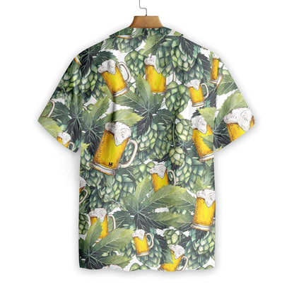 Beer With Hops Flowering Plants Pattern Hawaiian Shirt, Hawaiian For Gift