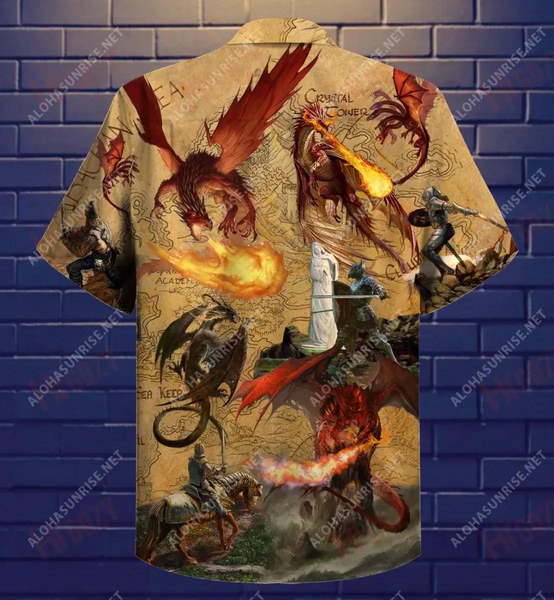 Fight Me If You Dare Dragon Short Hawaiian Shirt Summer Short Sleeve Hawaiian Crazy Shirts Funny Hawaiian Shirts, Hawaiian Shirt Gift, Christmas Gift