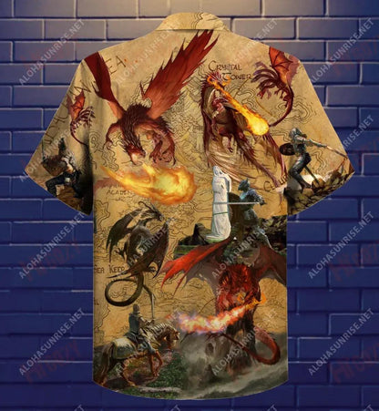 Fight Me If You Dare Dragon Short Hawaiian Shirt Summer Short Sleeve Hawaiian Crazy Shirts Funny Hawaiian Shirts, Hawaiian Shirt Gift, Christmas Gift