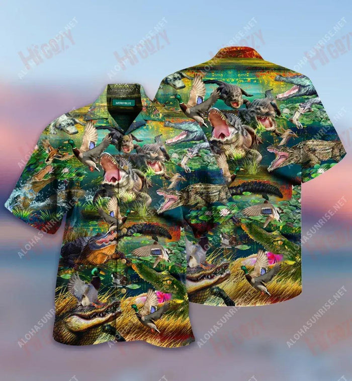 You Croc My World Crocodile And Duck Unisex Hawaiian Shirt Hobbies Hawaiian T Shirts Hawaiian Crazy Shirts Hawaiian Shirt Pattern, Hawaiian Shirt Gift, Christmas Gift