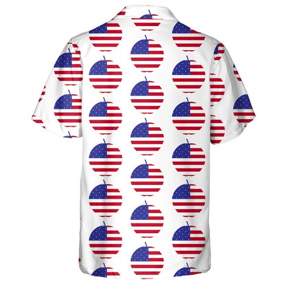 American Flag In The Shape Of Big Apple Pattern Hawaiian Shirt, Hawaiian Shirt Gift, Christmas Gift