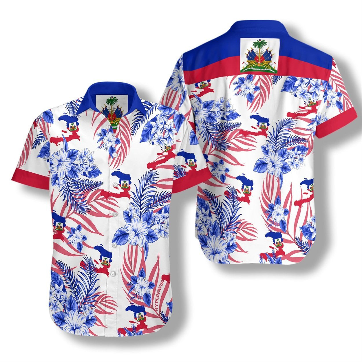 Haiti Proud On White Background Pattern Hawaiian Shirt,Hawaiian Shirt Gift, Christmas Gift