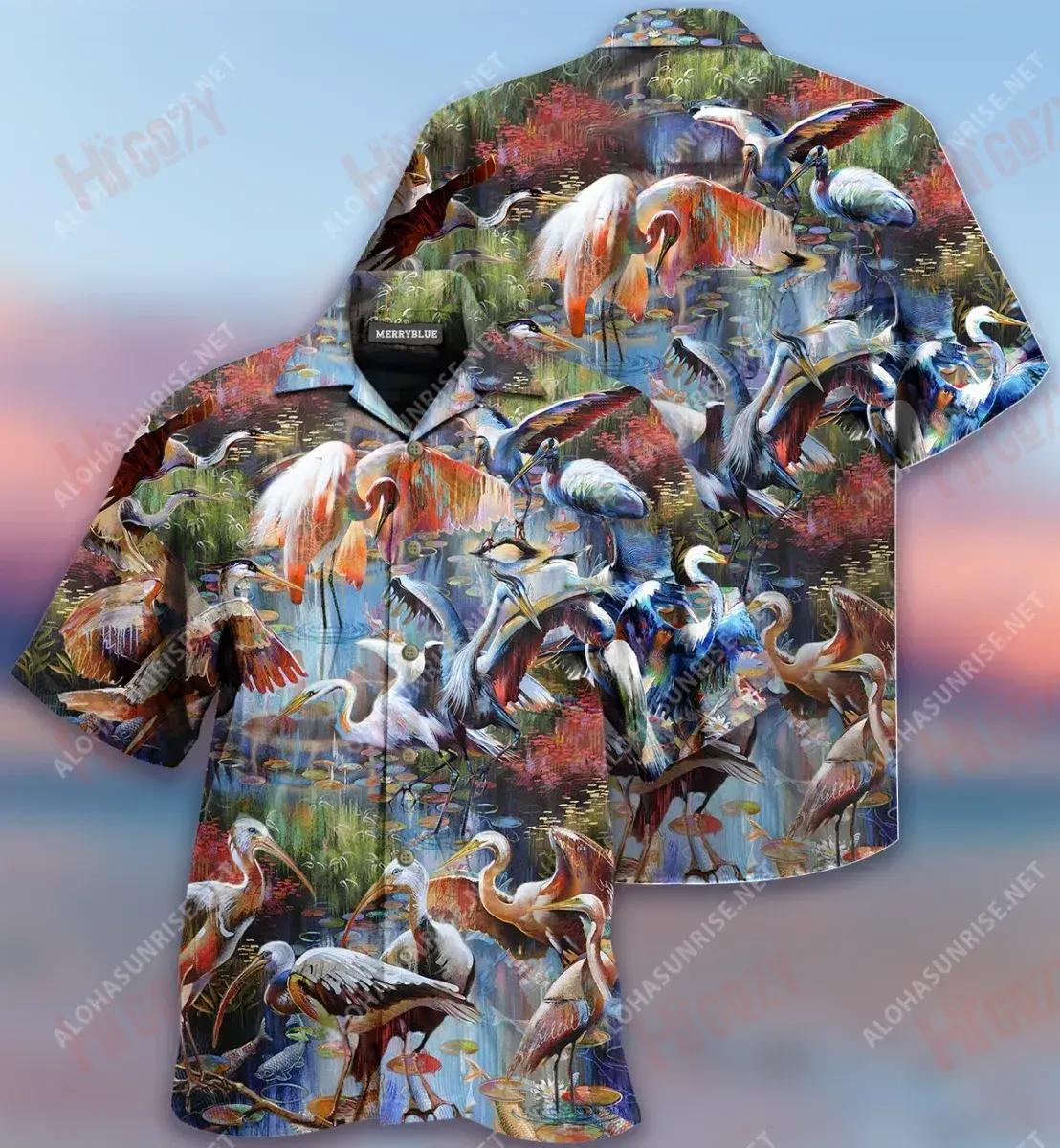 Bird Migration Unisex Short Sleeve Shirt Hobbies Aloha Shirt Hawaiian Crazy Shirts Hawaiian Shirts For Men,Hawaiian Shirt Gift, Christmas Gift