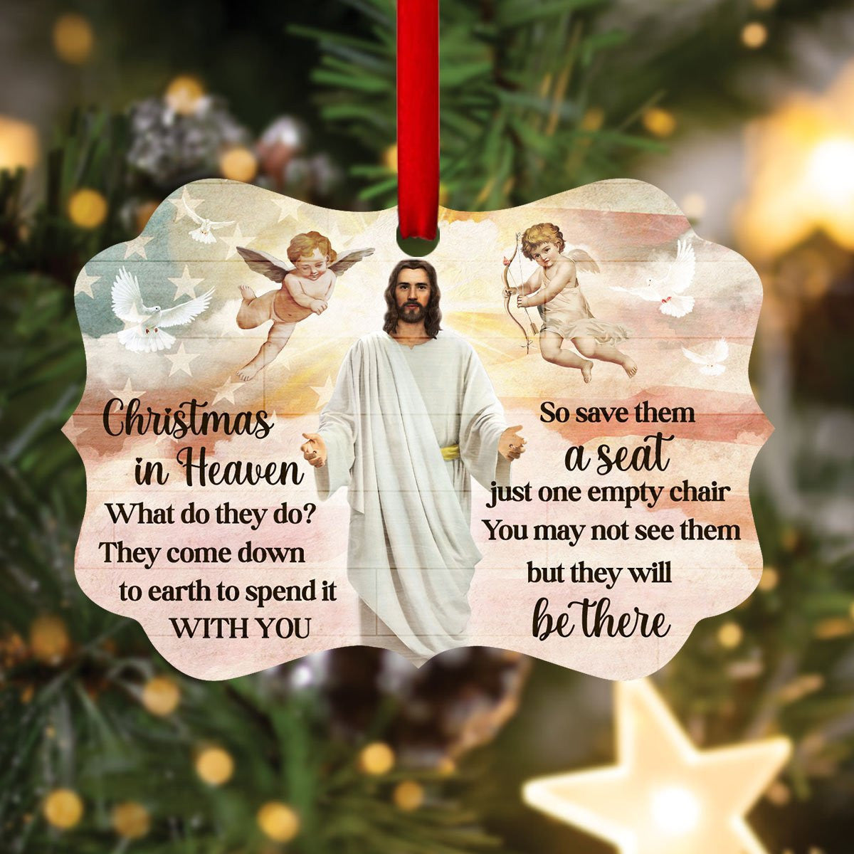 Christmas In Heaven - Loving Angels And Jesus Aluminium Ornament, Christmas Gift, Christmas Decoration