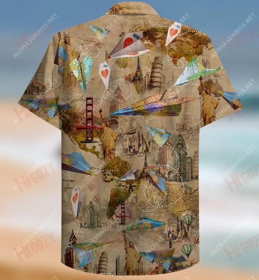 Enjoy The Flight Airplanes Short Hawaiian Shirt Ocean Hawaiian T Shirts Tropical Shirts For Men Hawaiian Shirt Pattern, Hawaiian Shirt Gift, Christmas Gift