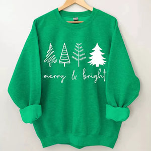 Merry & Bright Christmas Trees Sweatshirt, Christmas Shirt, Christmas Sweatshirt Cute, Christmas Winter Sweatshirt