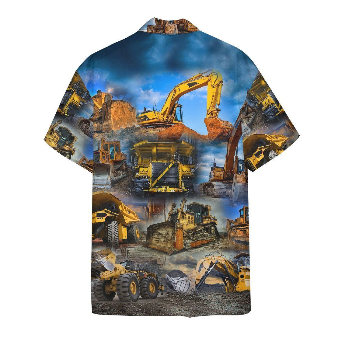 Excavator And Sky Tropical Background Design Hawaiian Shirt,Hawaiian Shirt Gift, Christmas Gift