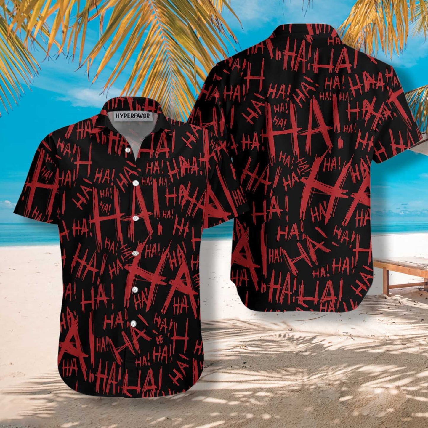 Maroon Text Scary Laugh For Halloween Design Hawaiian Shirt, Hawaiian Shirt Gift, Christmas Gift
