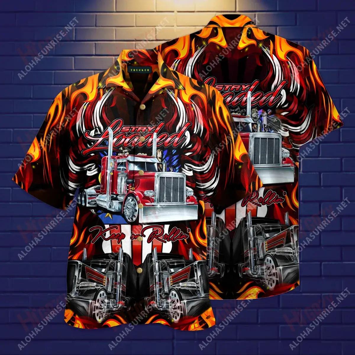 Keep On Rolling Truckers Unisex Short Sleeve Shirt Hobbies Hawaiian T Shirts Best Hawaiian Shirts Funny Hawaiian Shirts, Hawaiian Shirt Gift, Christmas Gift