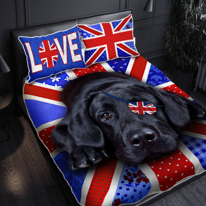 Labrador Retriever Dog Quilt Bedding Set UK Flower Patter Set Bedlinen 3D Bedroom,Bedding Christmas Gift,Bedding Set Christmas