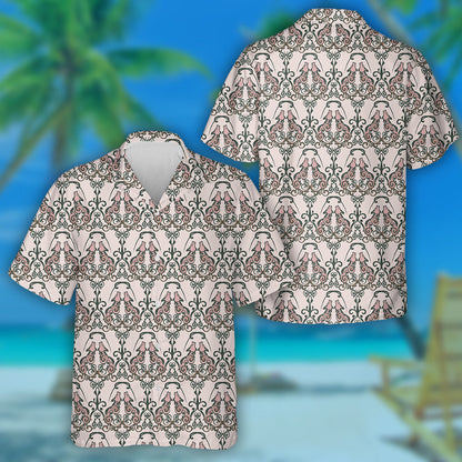 Hand Drawn Wolf In Victorian Style Hawaiian Shirt, Hawaiian For Gift