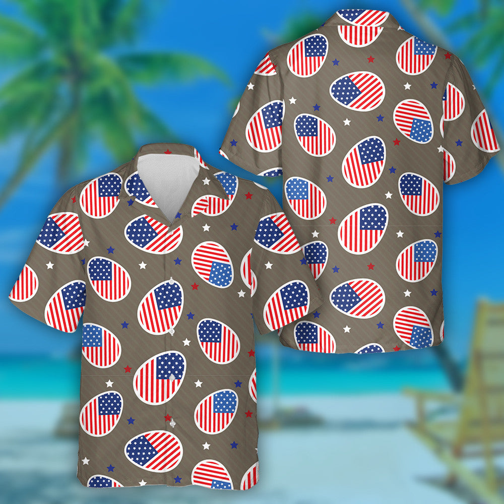 Happy Easter Patriotic Eggs With American Flag Pattern Hawaiian Shirt, Hawaiian Shirt Gift, Christmas Gift
