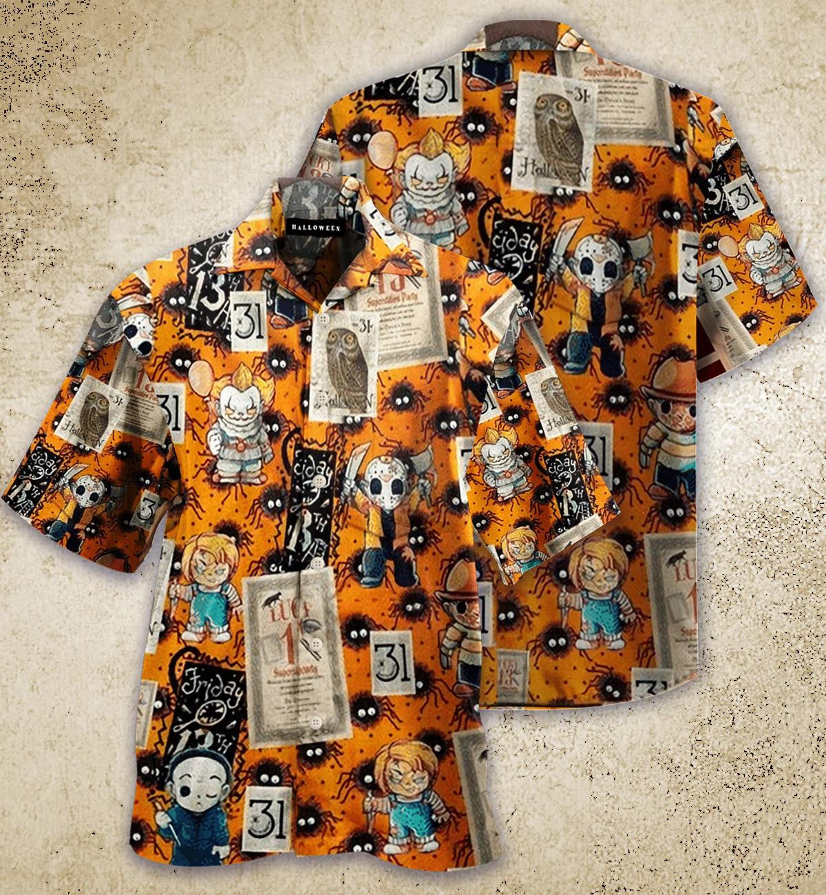 Halloween Spirit Horror Themed Funnny Zombie And Clown Hawaiian Shirt, Hawaiian Shirt Gift, Christmas Gift