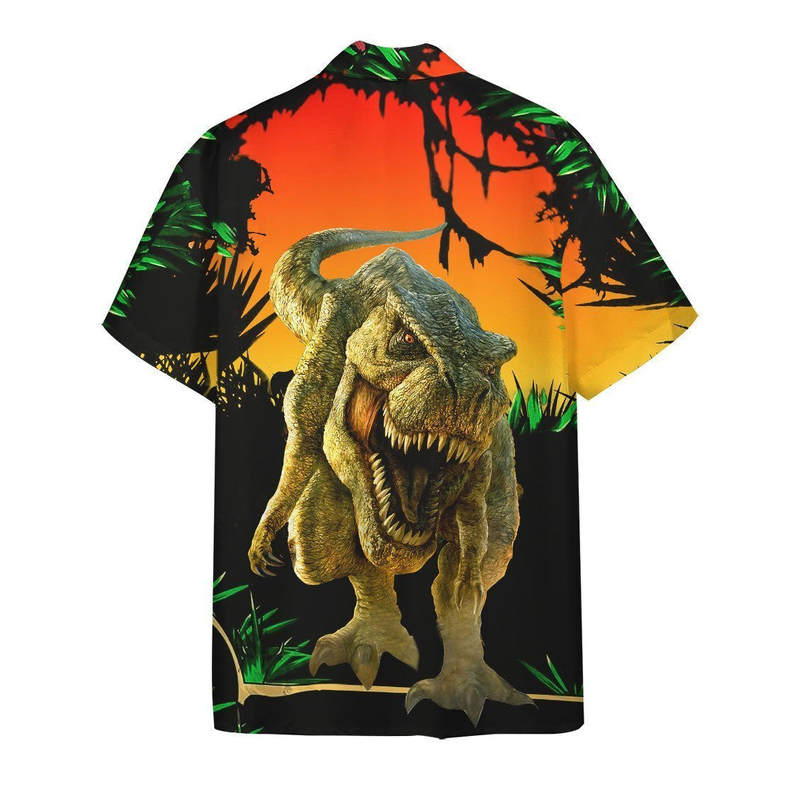 Dawn Dinosaur Tropical Background Design Hawaiian Shirt,Hawaiian Shirt Gift, Christmas Gift