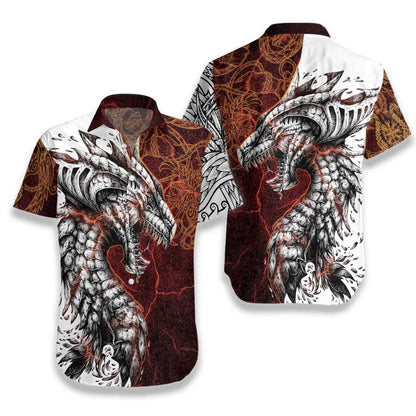 Tattoo Dragon Gold Pattern Design Hawaiian Shirt,Hawaiian Shirt Gift, Christmas Gift