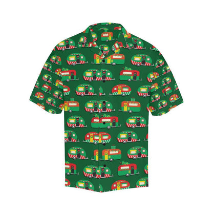 Camper Camping Christmas Themed Design Hawaiian Shirt, Hawaiian Shirt Gift, Christmas Gift.