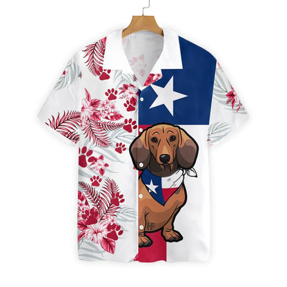 Dachshund Texas Flag Seamless Background Design Hawaiian Shirt,Hawaiian Shirt Gift, Christmas Gift