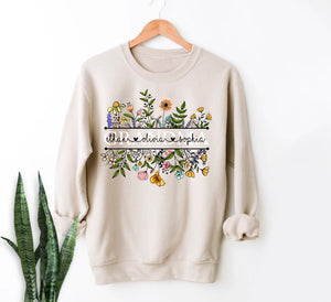 Personalized Grandma T-shirts, Custom Name Shirts, Wildflower Gifts Shirts, Grandma Garden