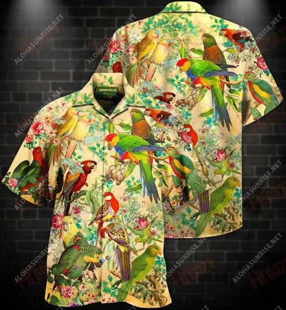 Vintage Parrot Unisex Hawaiian Shirt Vacation Short Sleeve Vintage Hawaiian Shirts Funny Hawaiian Shirts, Hawaiian Shirt Gift, Christmas Gift