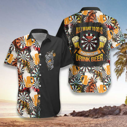 Let's Play Darts And Drink Beer Design Hawaiian Shirt, Hawaiian Shirt Gift, Christmas Gift