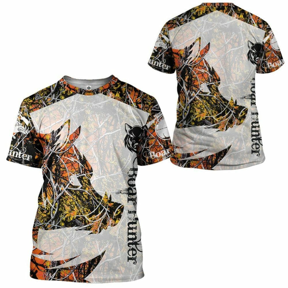 3D Wildschwein Jäger Orange Custom T-Shirt Hoodie Bekleidung