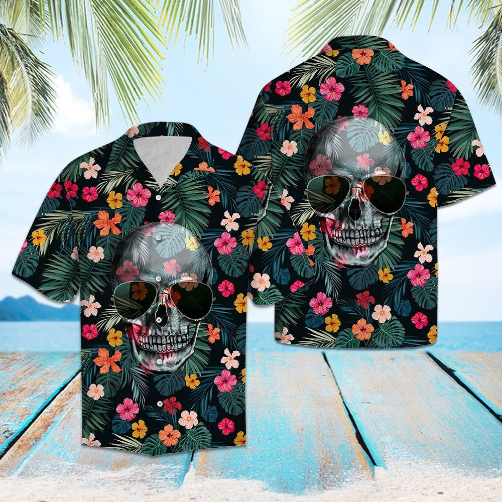 Cool Skull Spring Into Jungle Design Hawaiian Shirt,Hawaiian Shirt Gift, Christmas Gift