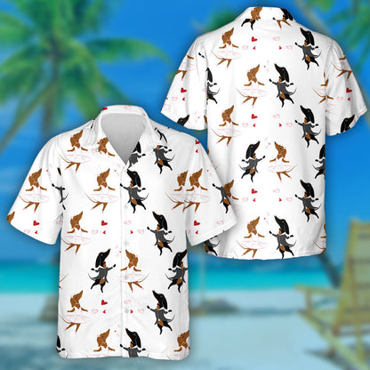 Bride And Groom Dachshund Dancing At The Wedding Hawaiian Shirt, Hawaiian Shirt Gift, Christmas Gift