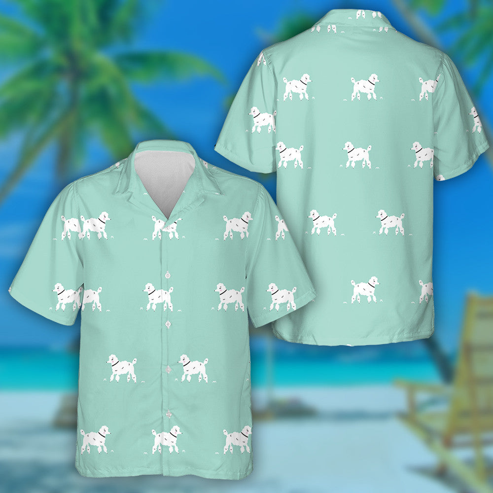 Cartoon White Dog Retro Hipster Poodle Dog Hawaiian Shirt, Hawaiian Shirt Gift, Christmas Gift