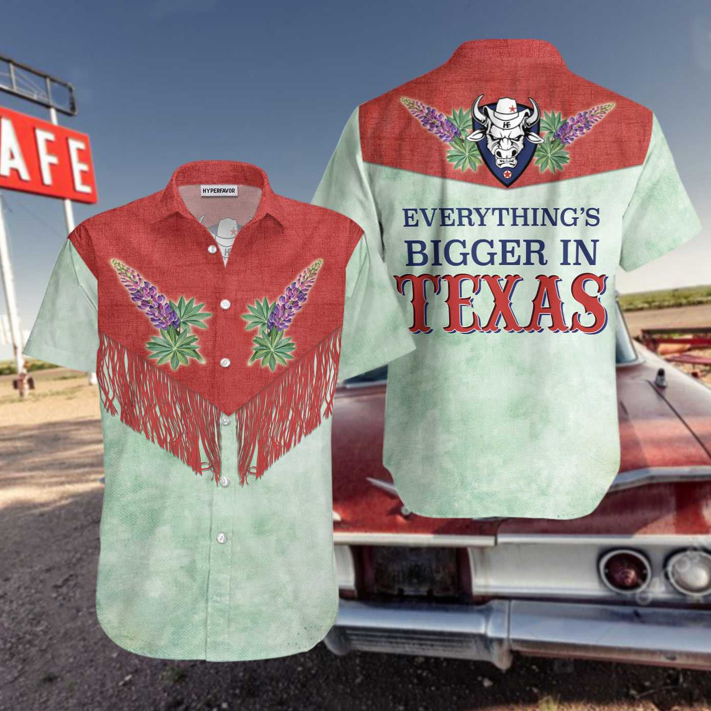 Vivid Bluebonnet Cowboy Texas Vintage Western Hawaiian Shirt,Hawaiian Shirt Gift, Christmas Gift